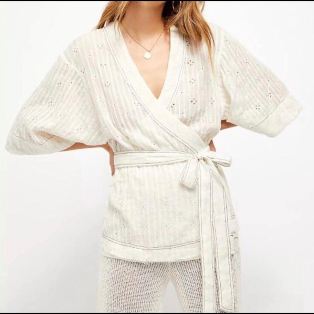 Free people Cora eyelet wrap top